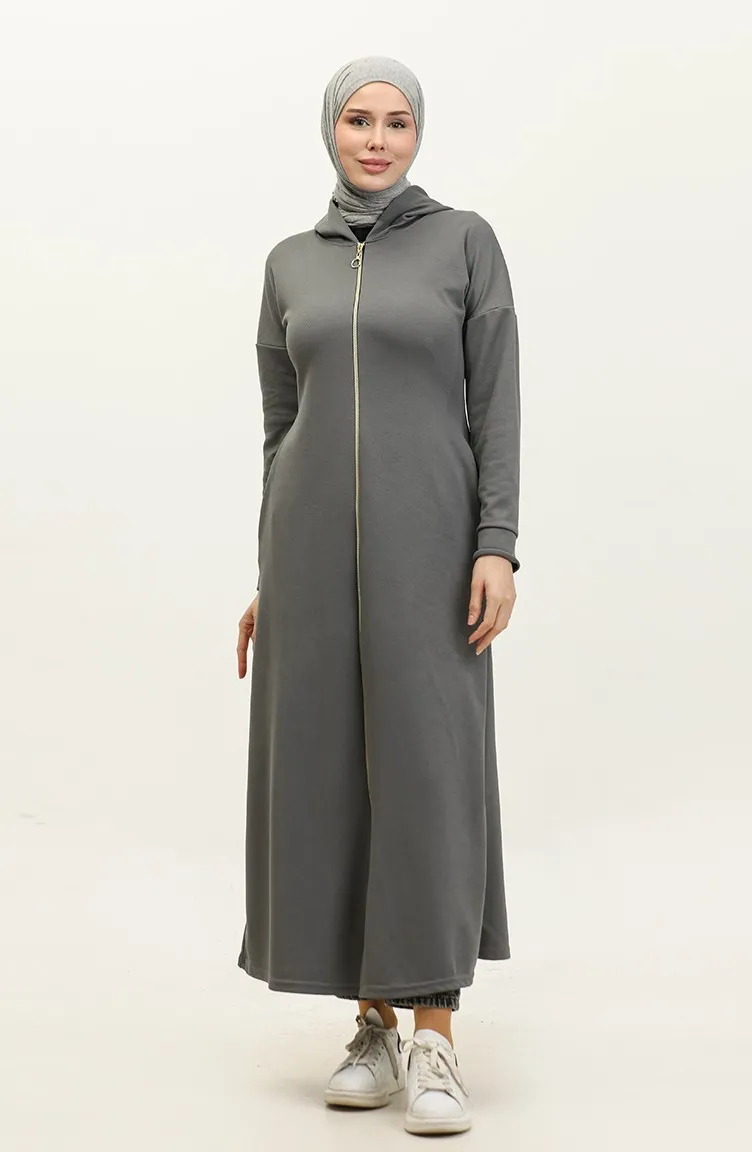 Abaya A Fermeture 2140B-01 Gris 2140B-01