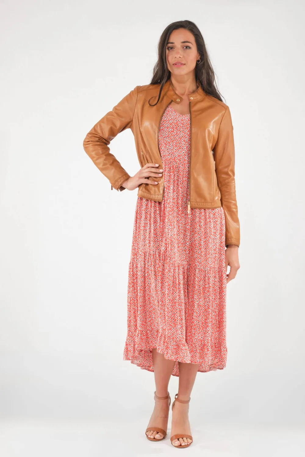 Blouson cuir fin pour femme, Milestone - PEPITE Cognac | Cesare Nori