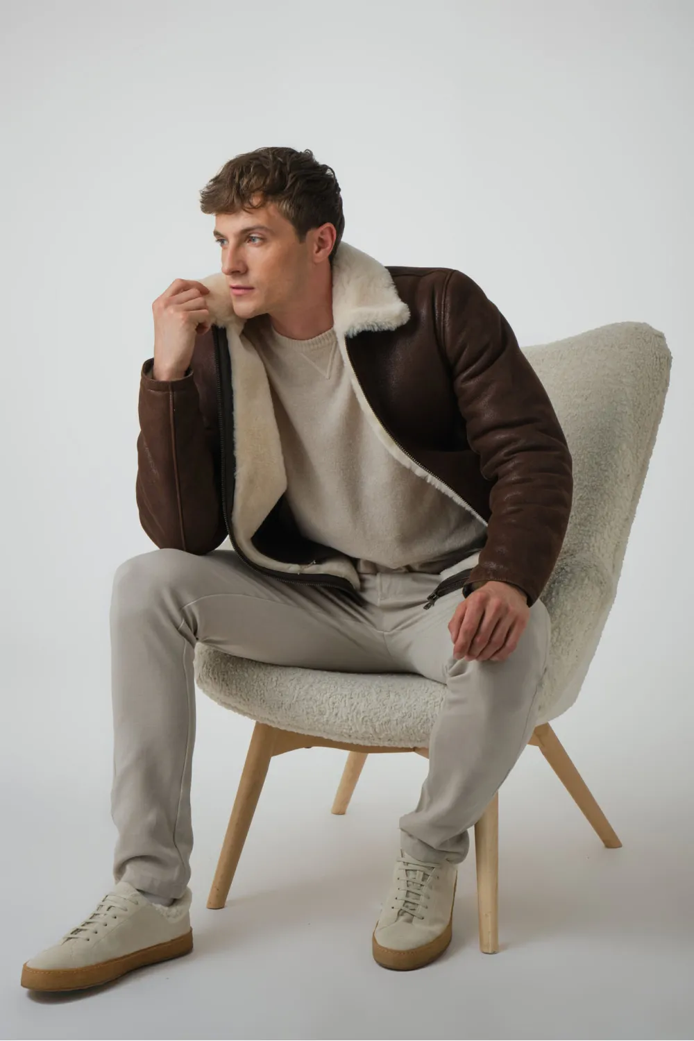 Blouson mouton retourné marron, Caractère Cuir - GAETAN Old Brown | Cesare Nori