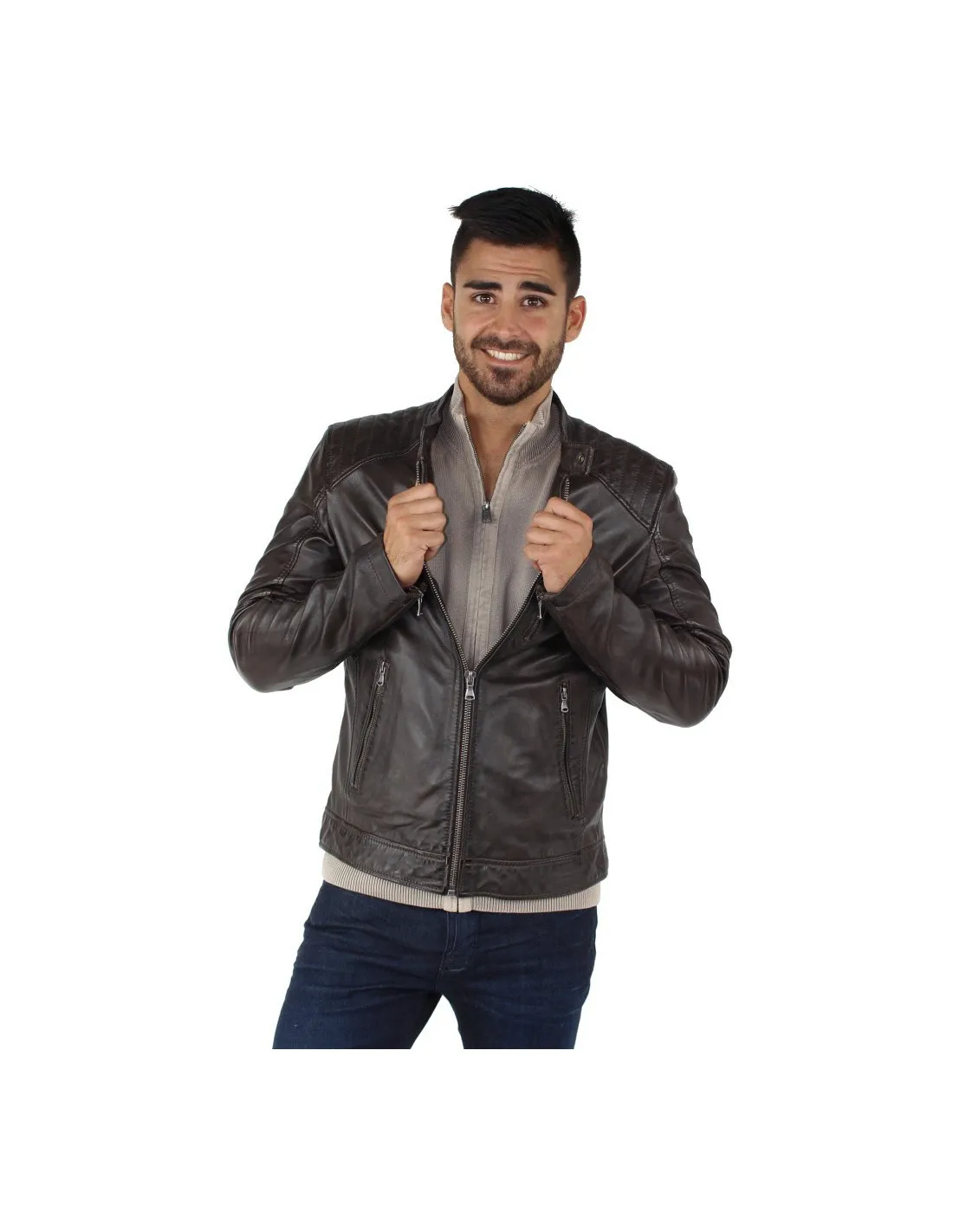 Blouson Oakwood Agency en cuir ref_cco39660 Marron