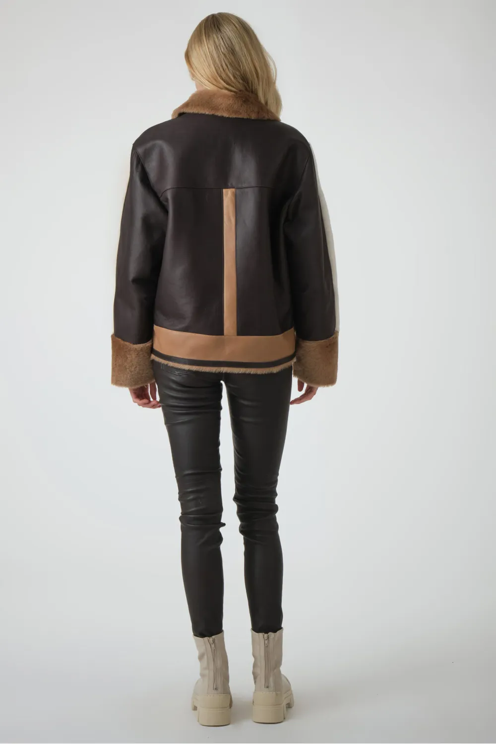 Blouson peau lainée multi faces, Possery - MANUVIE Marron Tricolore | Cesare Nori