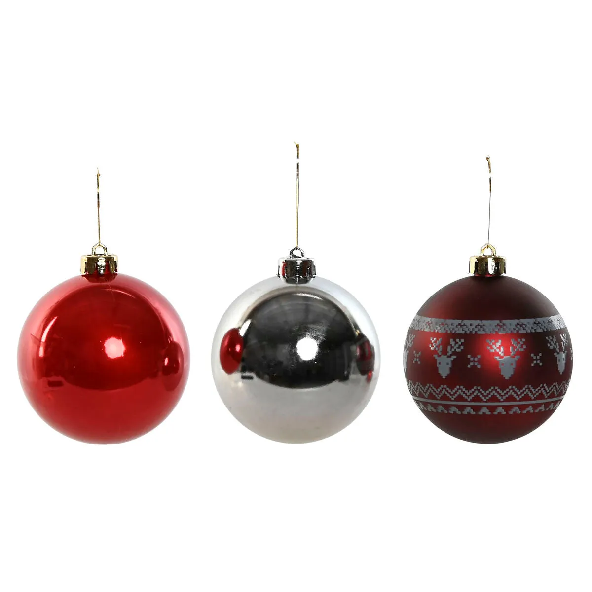 Boules de Nol Home ESPRIT Rouge Argenté Polyéthylène 21,5 x 21,5 x 22,5 cm (15 Pièces)