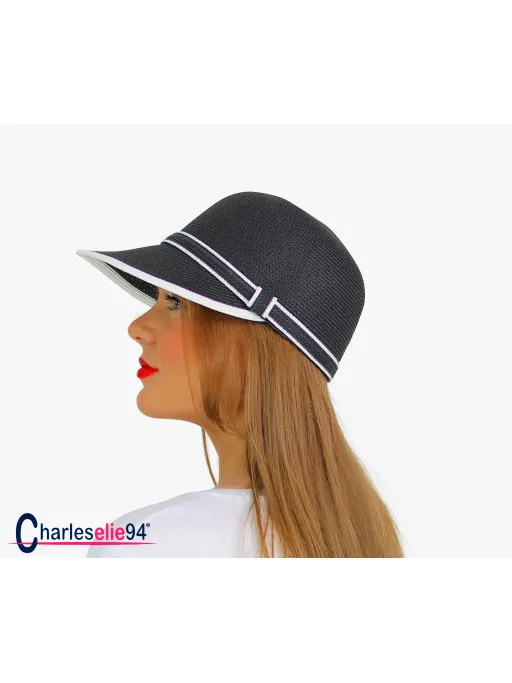 Chapeau casquette en paille HB95 noir