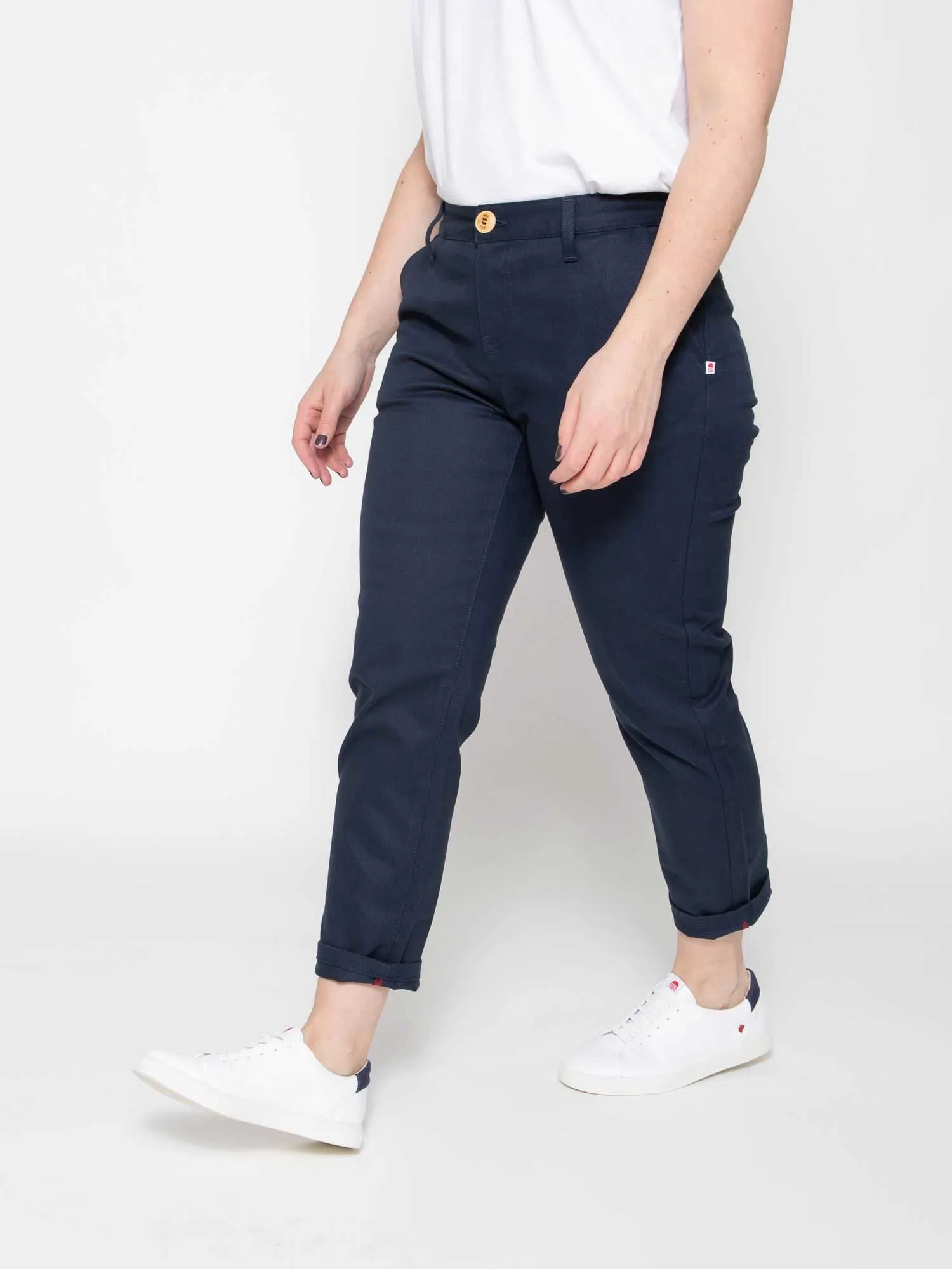 CHINO AJUSTE 7/8EME 263N coton bio filidenim flex uni bleu marine Femme | 1083