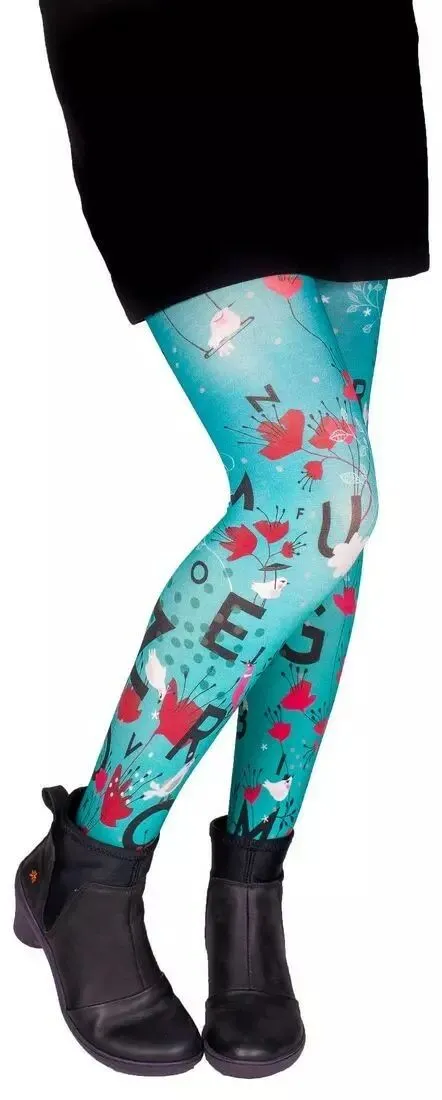 Collant femme fun turquoise à Lettres Lili Gambettes