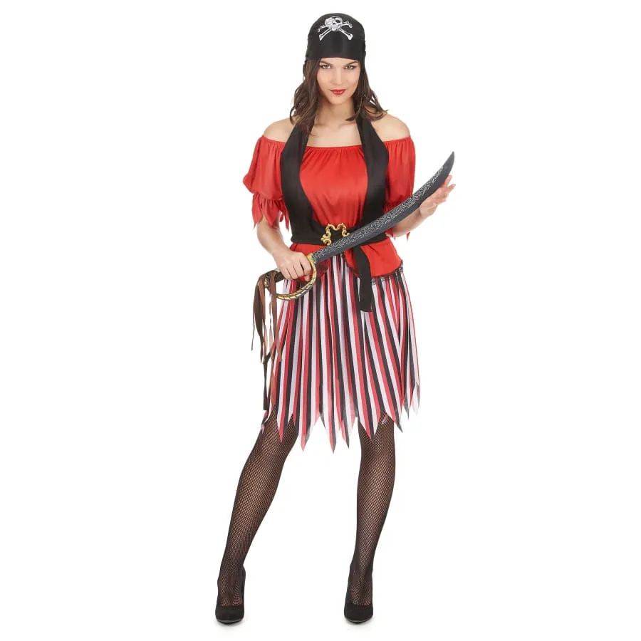 Déguisement rouge de femme pirate