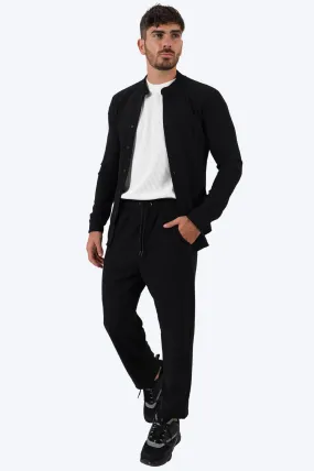 ENSEMBLE PLISS CHEMISE COL MAO ET PANTALON - NOIR