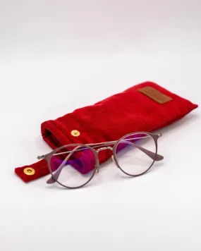 Etui à lunettes upcyclé - Velours ctelés rouge