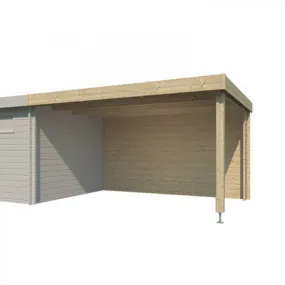 Extension 400 x 295 cm pour abri de jardin moderne (paroi arrière et toit en acier), imprégné