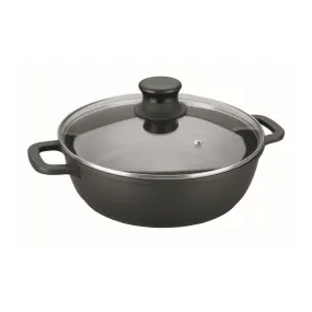 Faitout bas 24 cm en fonte d'aluminium avec couvercle en verre Lacor 