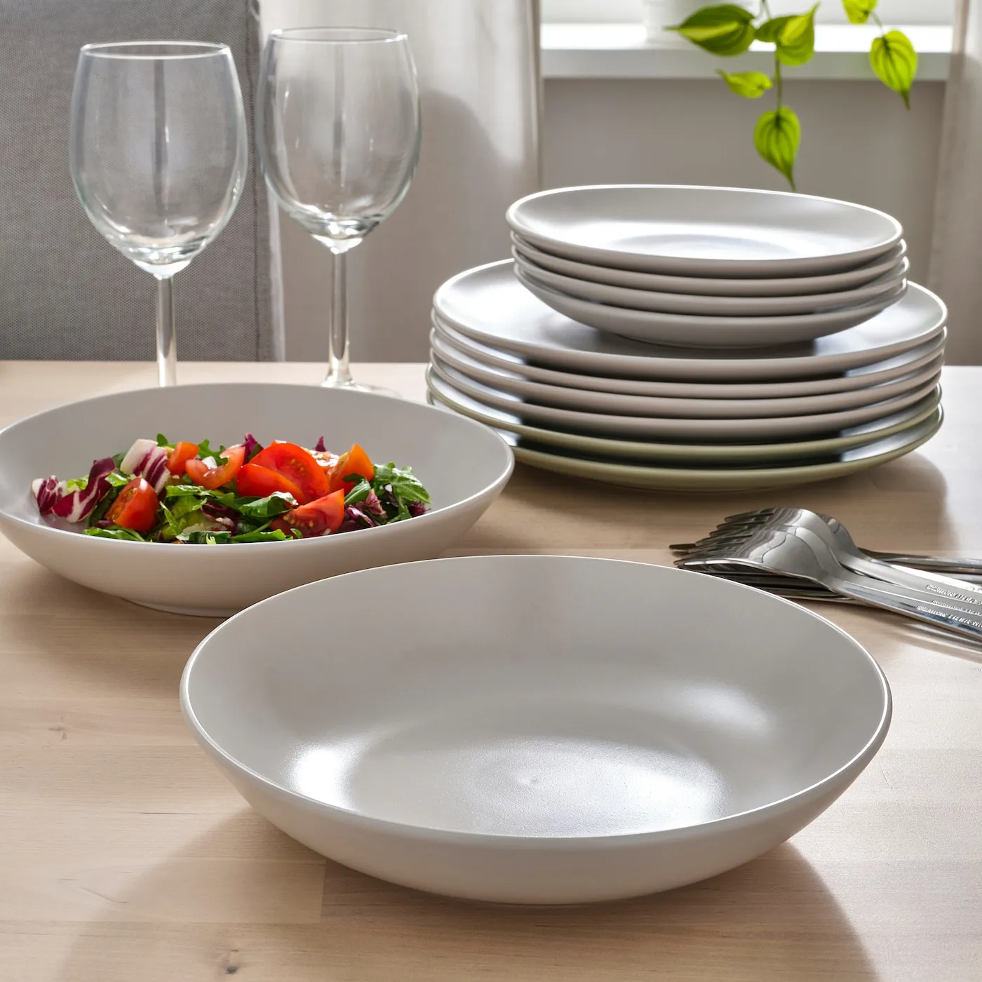 FÄRGKLAR service, 18 pièces, mat gris clair
