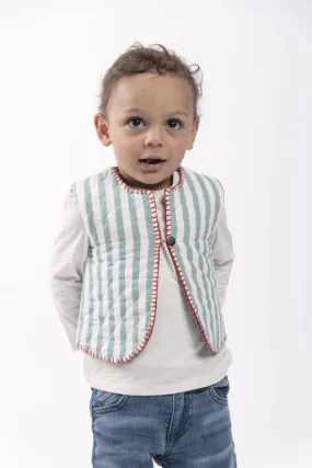 Gilet bébé rayé vert - Quilt