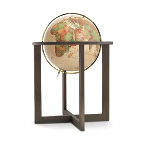 Globe terrestre lumineux base contemporaine bois Cross Antique
