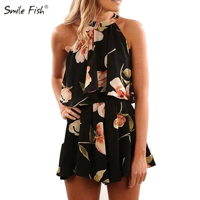 Haut et short 2 pièces pour femme sans manche à fleurs imprimé collection été 2020