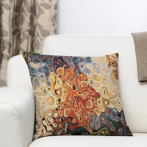 Jacquard Gobelin Art abstrait – bleu/rouge/jaune
