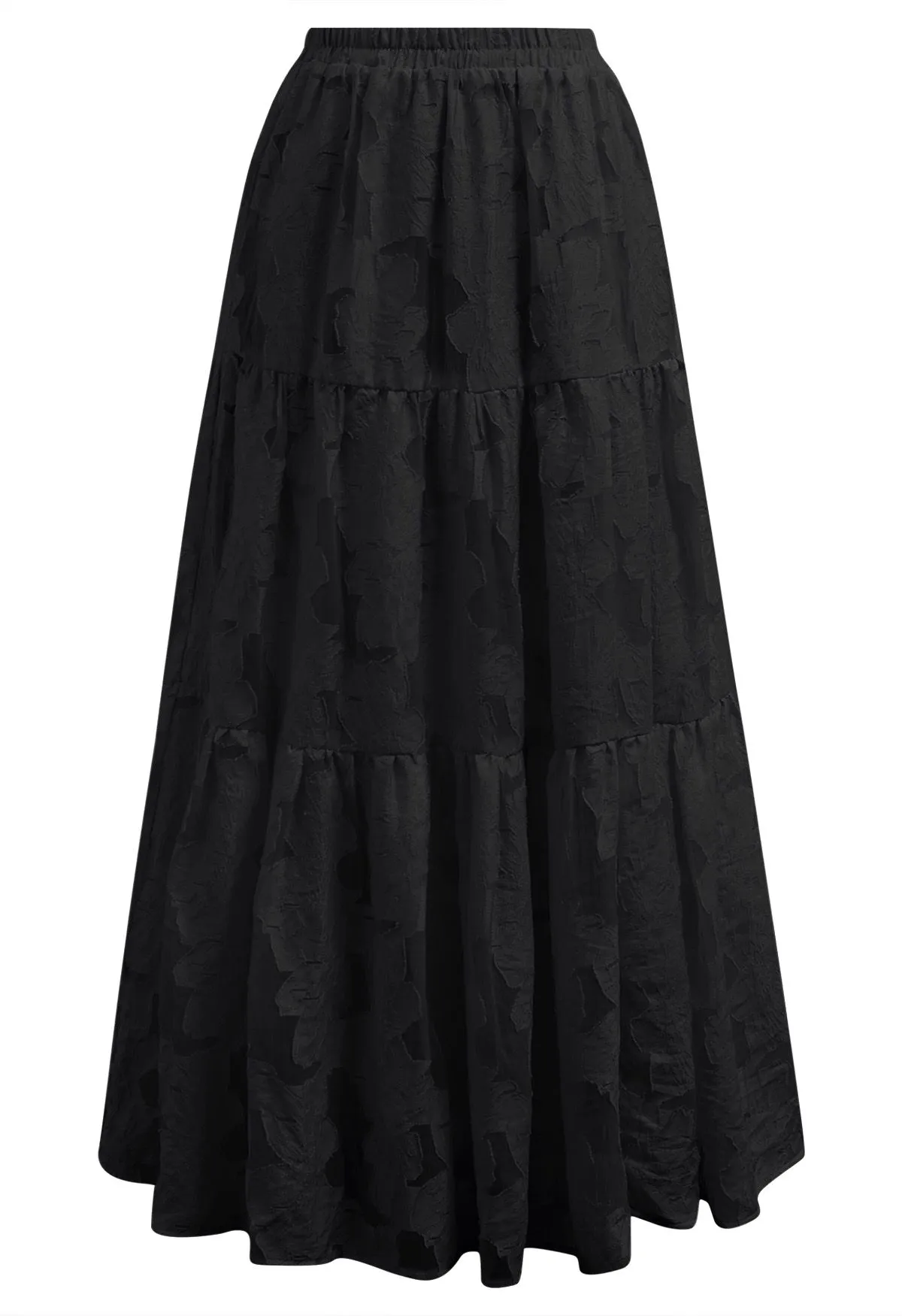 Jupe longue en jacquard fleuri Make Your Day en noir