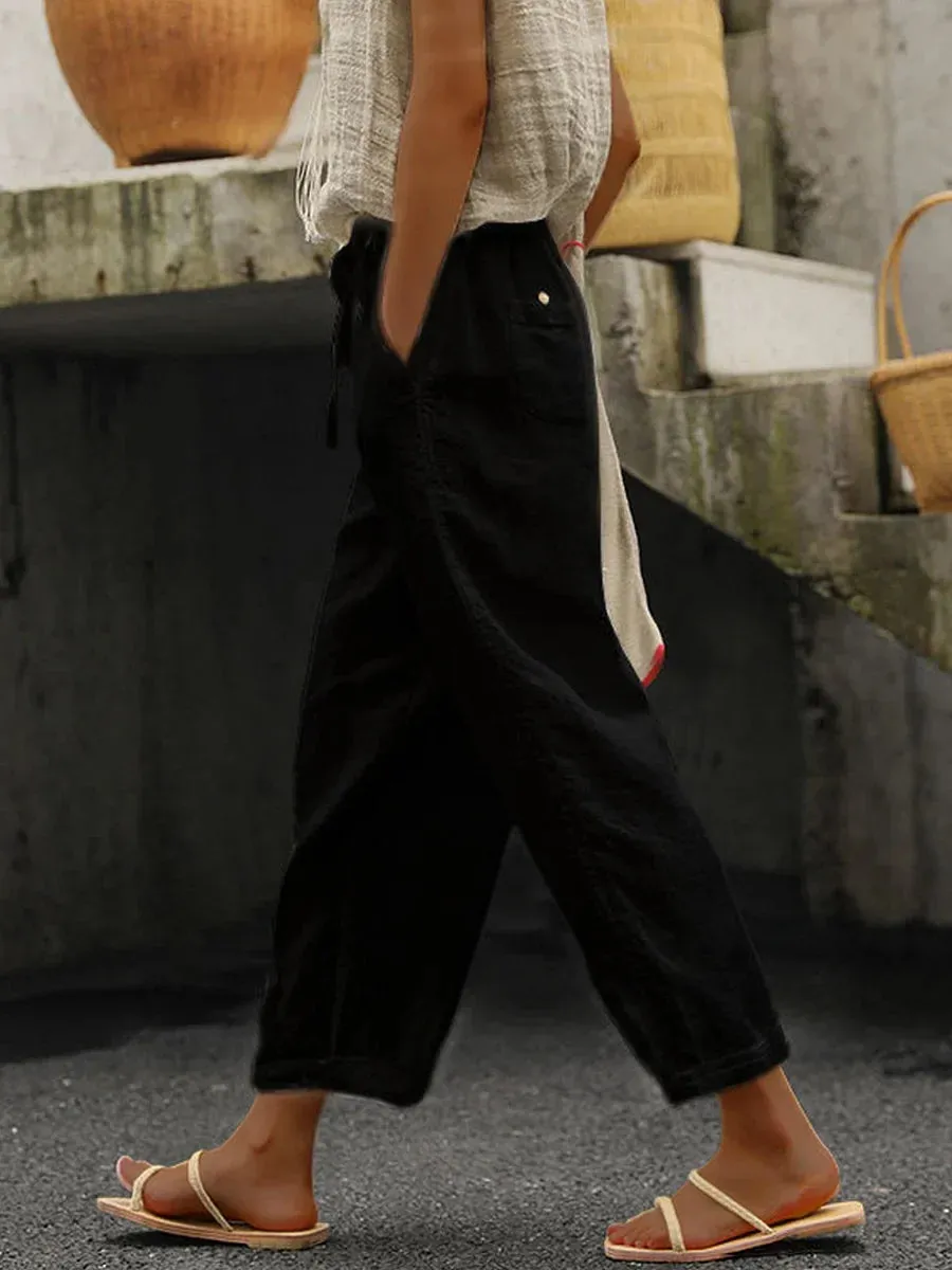 Karen - Pantalon décontracté en pur coton pour femmes dans une couleur