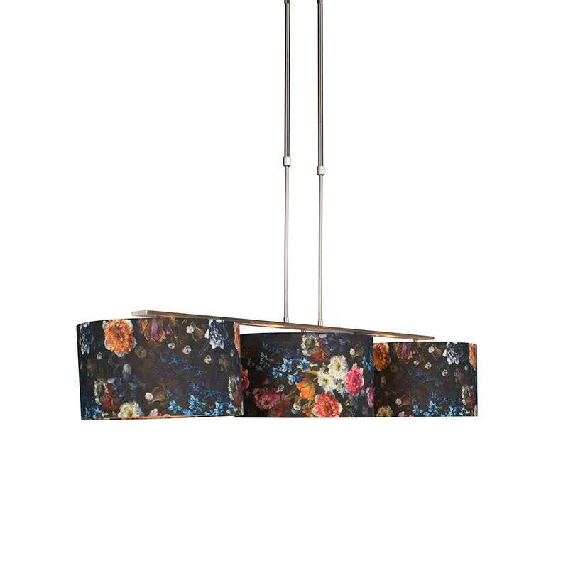 Lampe à suspension moderne en acier avec abat-jour 35 cm Flore - Combi 3 Deluxe