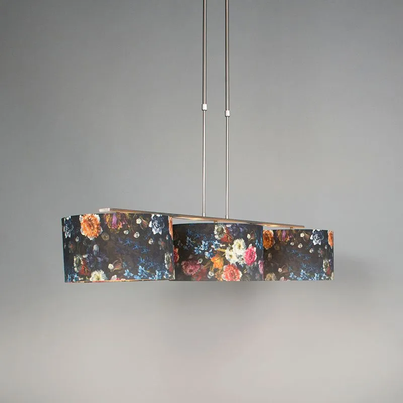 Lampe à suspension moderne en acier avec abat-jour 35 cm Flore - Combi 3 Deluxe