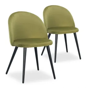 Lot de 2 chaises Maury Velours Kaki | 3 Suisses