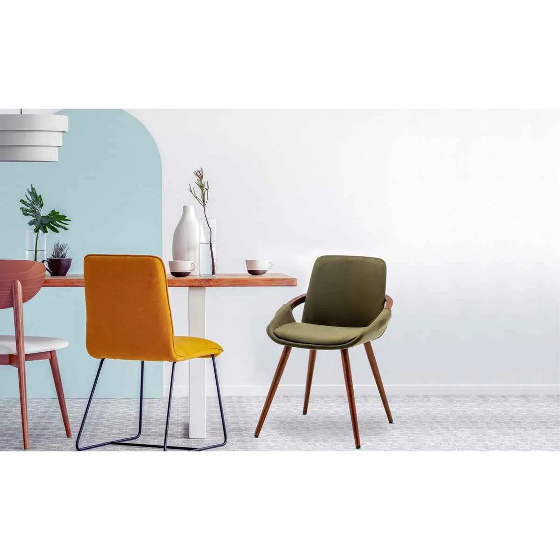 Lot De 2 Chaises scandinaves KILEMBE Velours Kaki | 3 Suisses