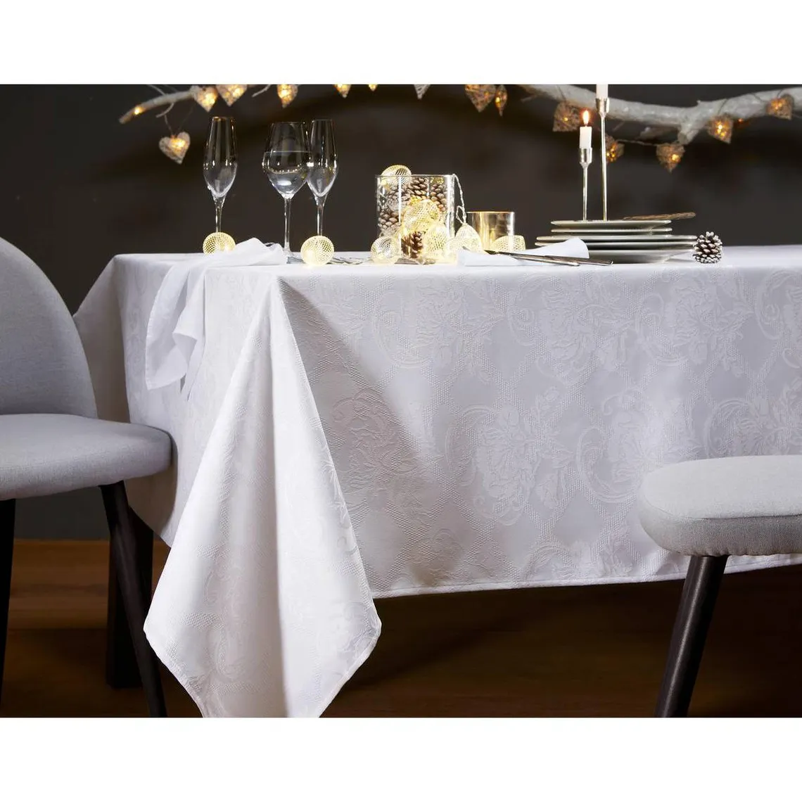 Lot De 3 Serviettes Damassé Polyester Nydel® Blanc 45 x 45 cm | 3 Suisses