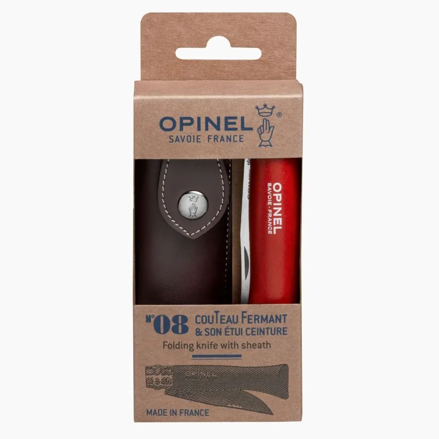 N°08 Baroudeur Rouge + Etui - Opinel - Marques de France