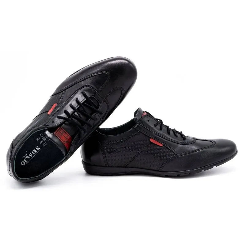 Olivier Chaussures casual en cuir pour hommes 7097DT noir le noir