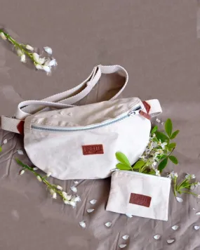 Pack vegan : Sac banane + pochette écru en coton upcyclé
