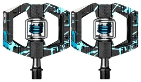 Paire de Pédales Automatiques avec Cages Crankbrothers Mallet E LS Édition Limitée Noir / Bleu Splatter