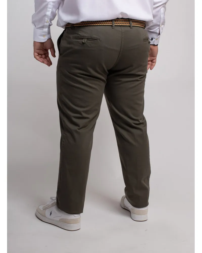 Pantalon chino natté 1214 grande taille taupe - Size-factory