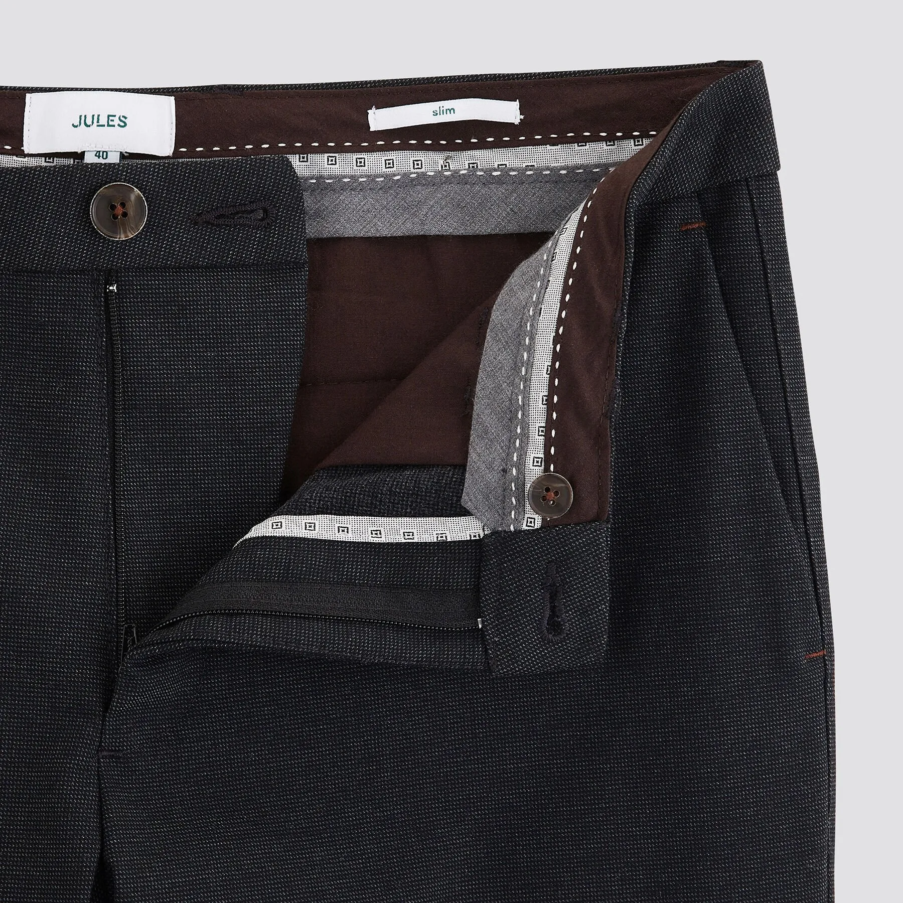 Pantalon chino slim fantaisie intérieur gratté Gris | Jules