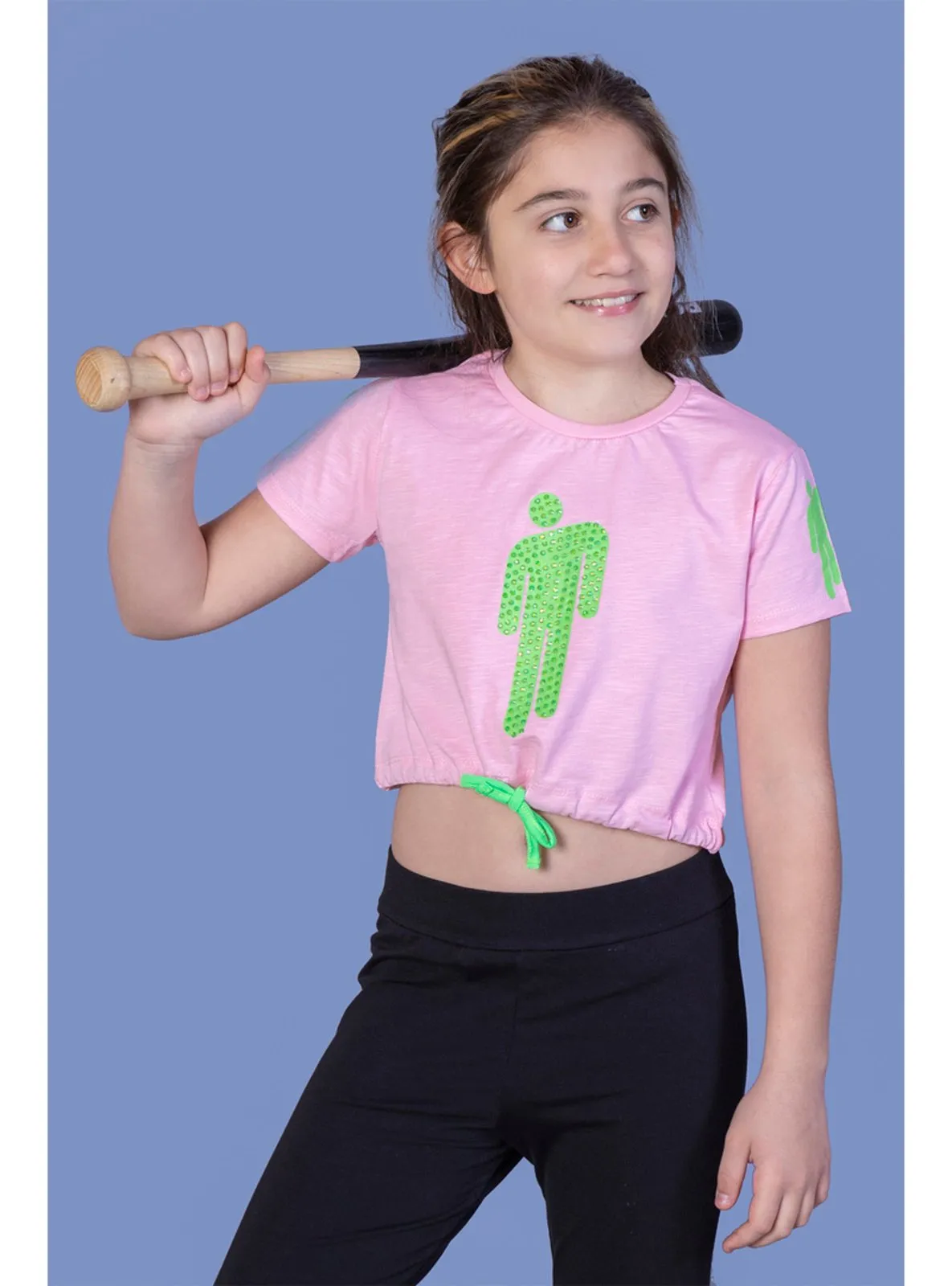 Printed - Crew neck - Unlined - Pink - Girls` T-Shirt