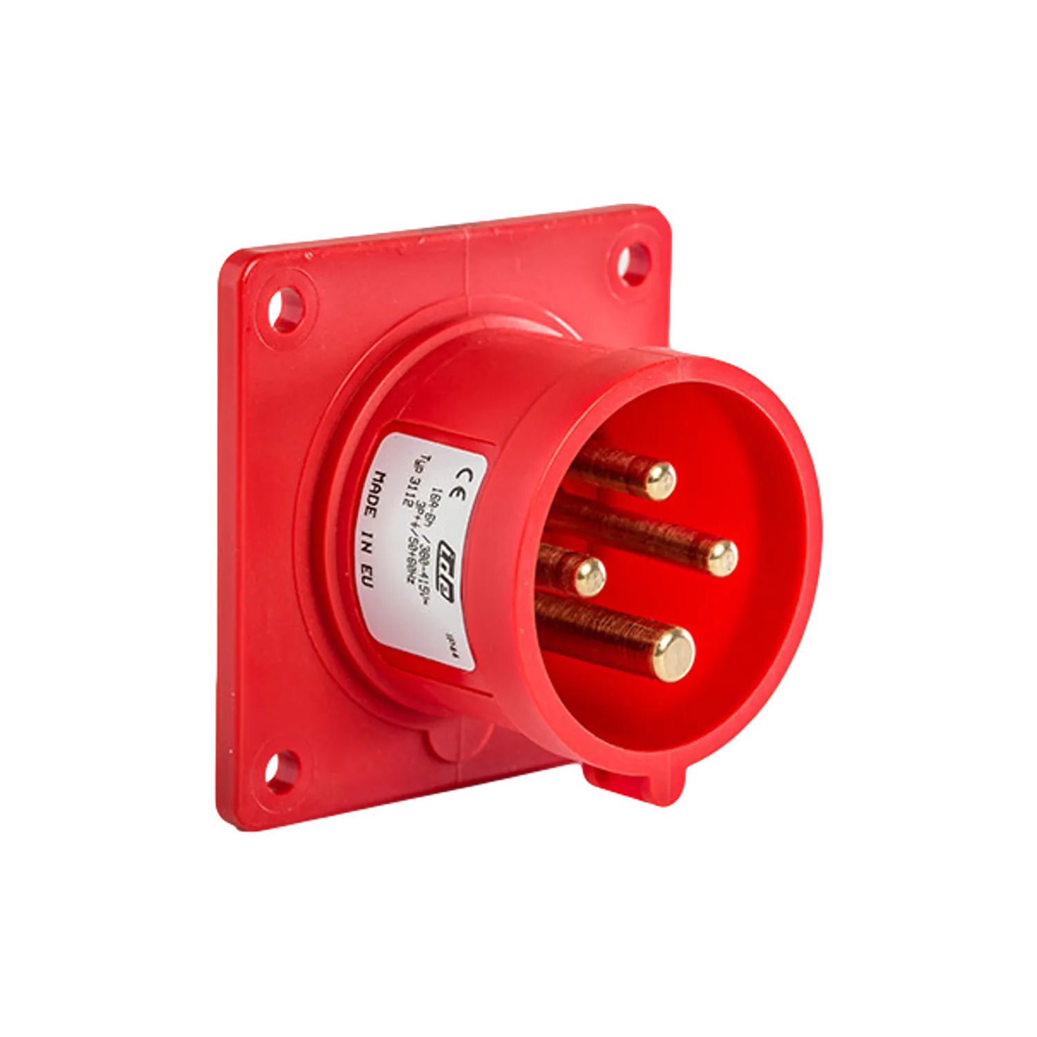 Prise male à encastrer P17 triphasé 3P+T 16A 380V IP44 IDE 3112