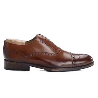 Richelieu homme Cognac patiné semelle cuir avec patin Hilcott Patin