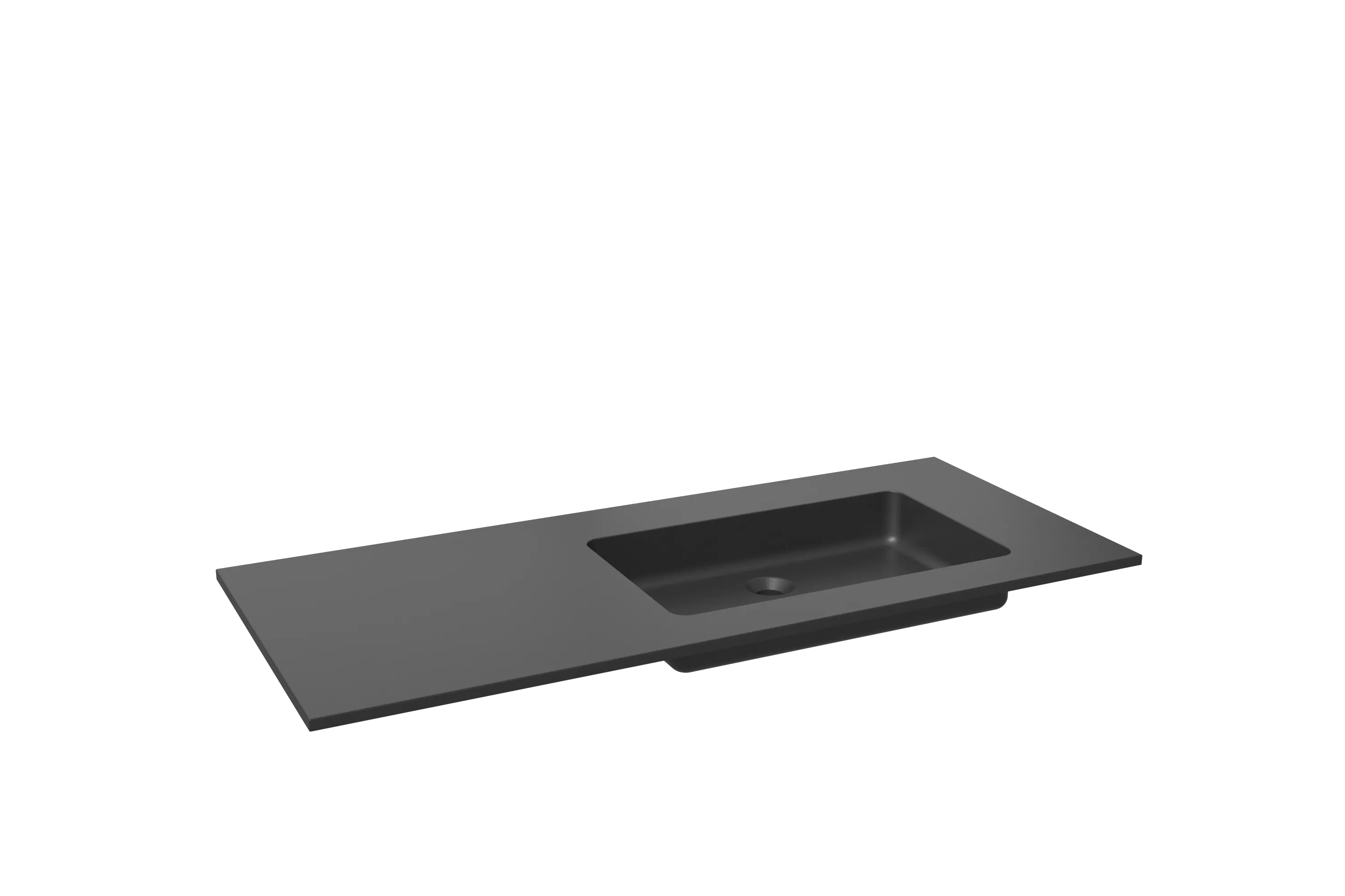 Storke Scuro plan vasque asymétrique à droite quartz mat 120 x 52 cm combinaison armoire 35 cm