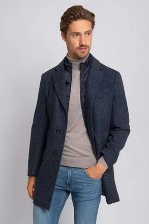 Suitable Manteau Mix Laine Twill Bleu Foncé JA-WOLCOAT-STBL