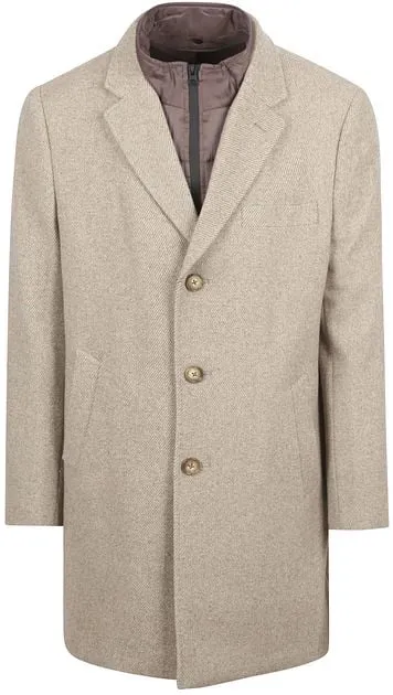 Suitable Manteau Mix Laine Twill Sand JA-WOLCOAT-STBL-24.03 