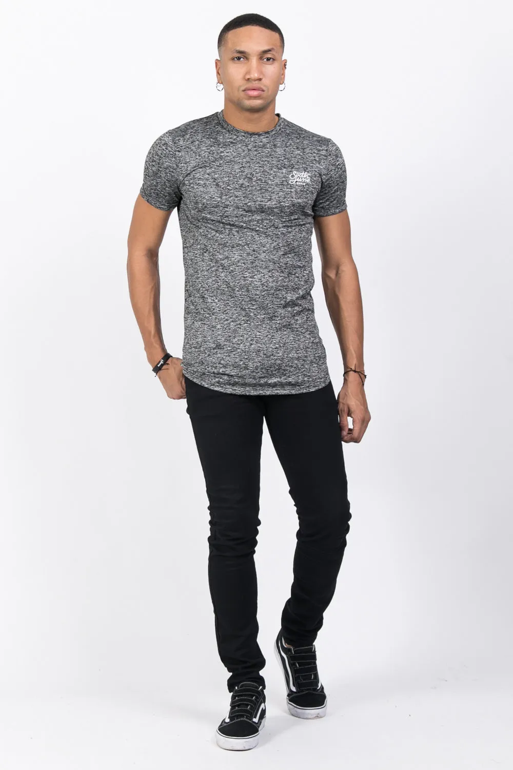T-shirt stretch chiné gris foncé