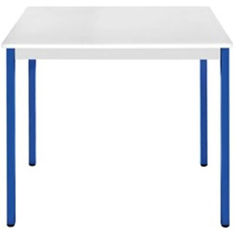 Table rectangulaire 120 x 60 cm - piètement bleu - plateau gris
