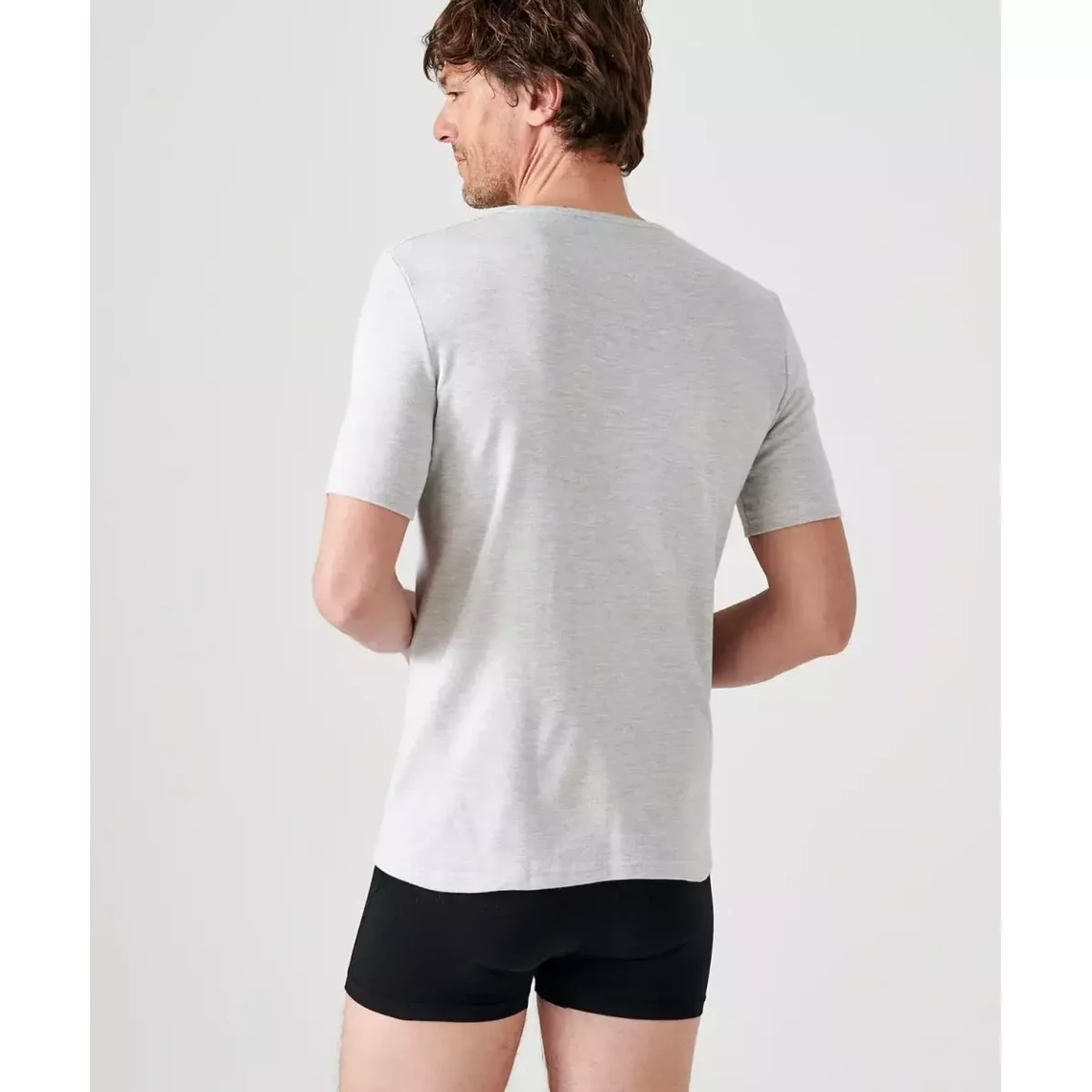 Tee-shirt manches courtes en mailles gris | 3 Suisses