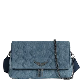 ZADIG&VOLTAIRE  Sac bandoulière en denim matelassé rocky xl - Bleu