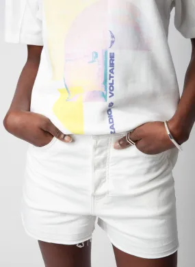 ZADIG&VOLTAIRE  Tee-shirt droit col rond en coton mélangé sérigraphié bow - Blanc